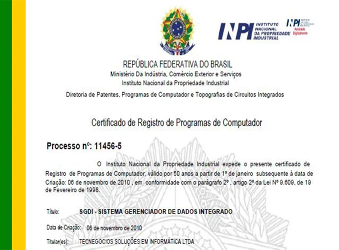 Certificado Registro de Programas de Computador